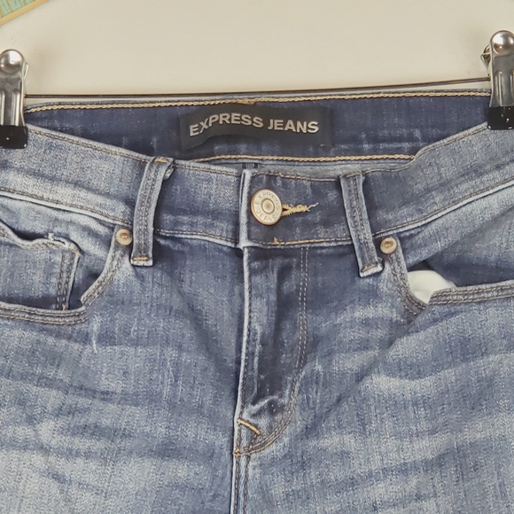 Express Jeans Super Skinny Mid Rise Mid Wash 4R - Picture 2 of 11